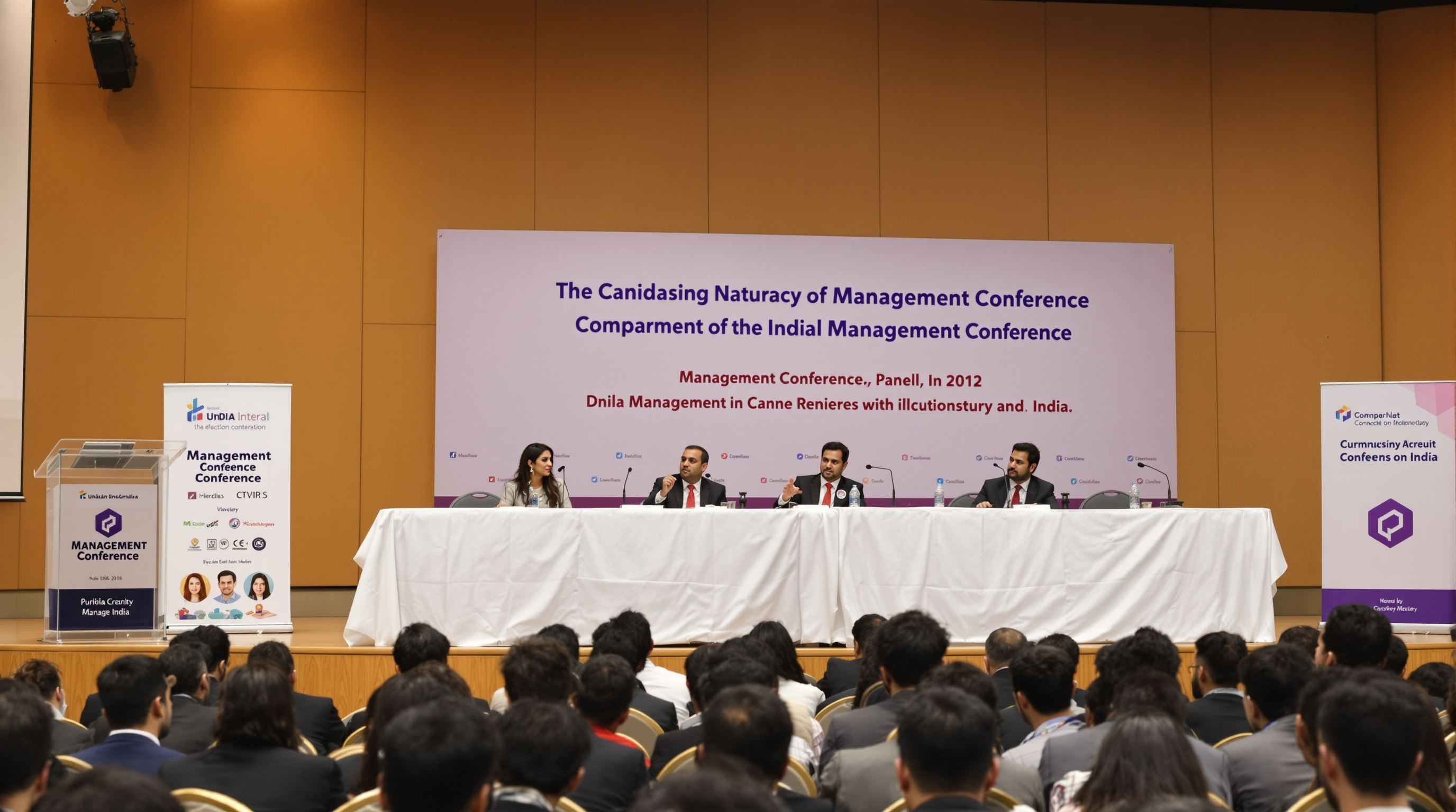 Management seminar panel discussion with corporate and academic speakers